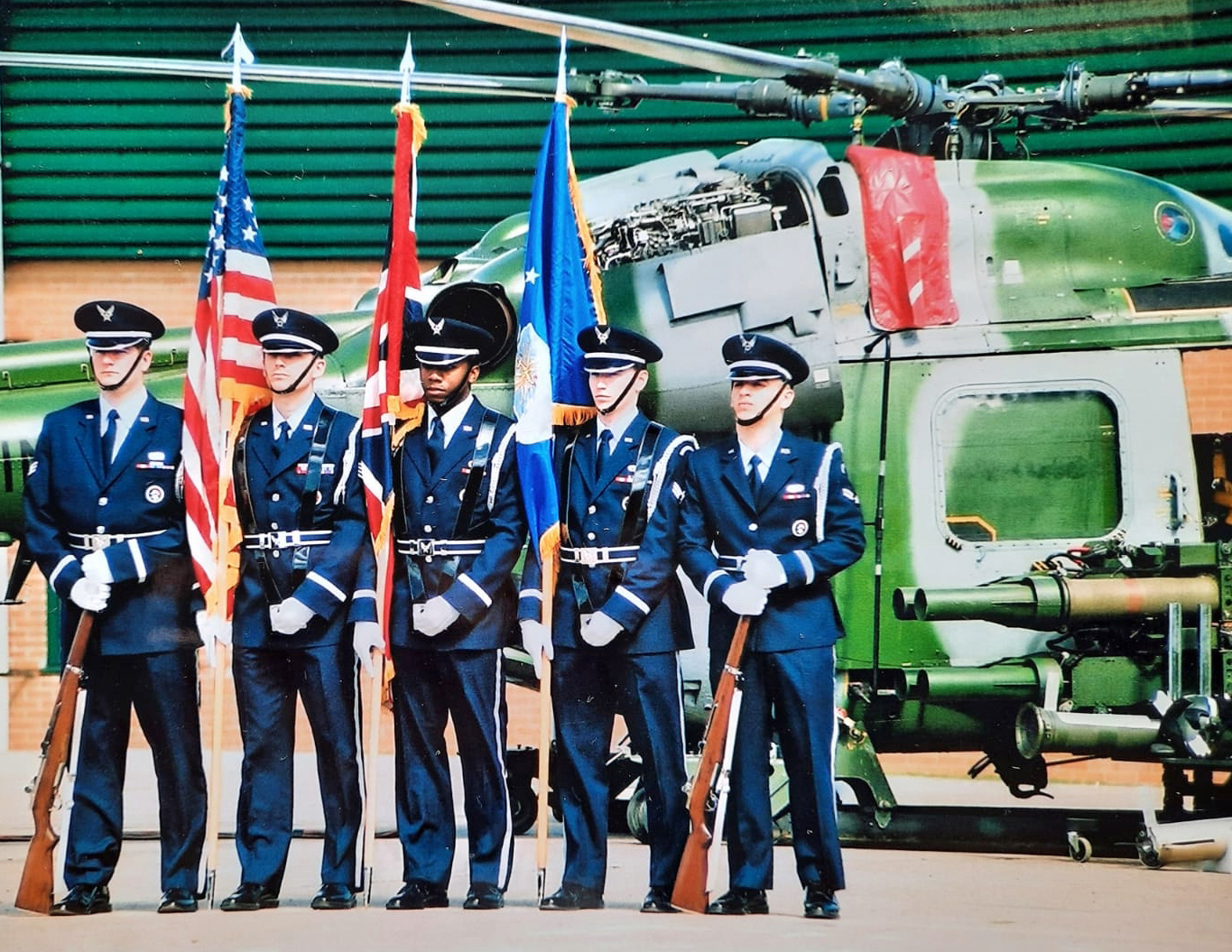 USAF parade in front of Lynx helicopter